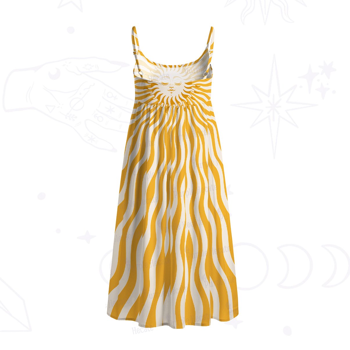 Purplehecate Radiance of the Sun Spaghetti Strap Midi Dress