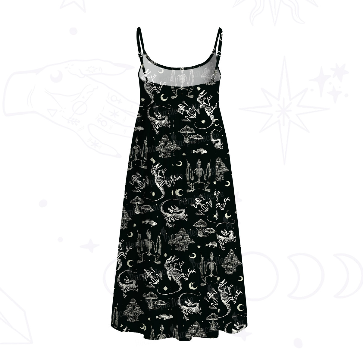 Purplehecate Prehistoric Fantasy Spaghetti Strap Midi Dress