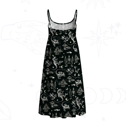 Purplehecate Prehistoric Fantasy Spaghetti Strap Midi Dress