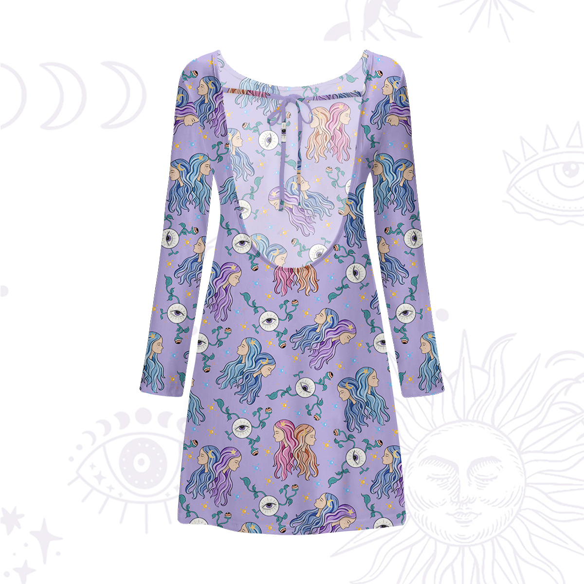 Purplehecate Gemini Spirit Zodiac Beachwear Cover-Up Dress