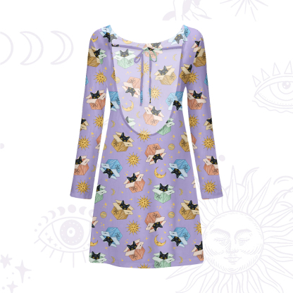 Purplehecate Magical Black Cat Beachwear Cover-Up Dress