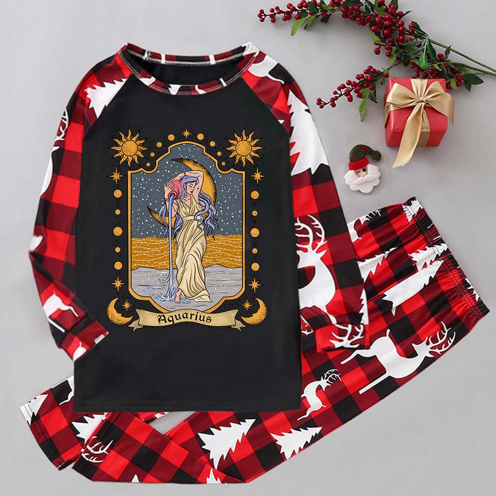 Purplehecate Aquarius Zodiac Elk Christmas Pajamas