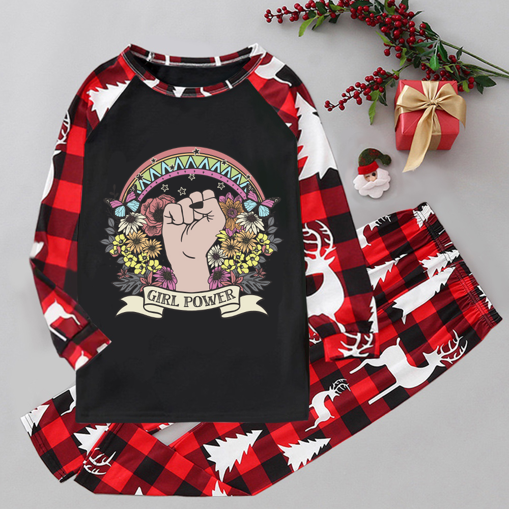 Purplehecate Girl Power Elk Christmas Pajamas