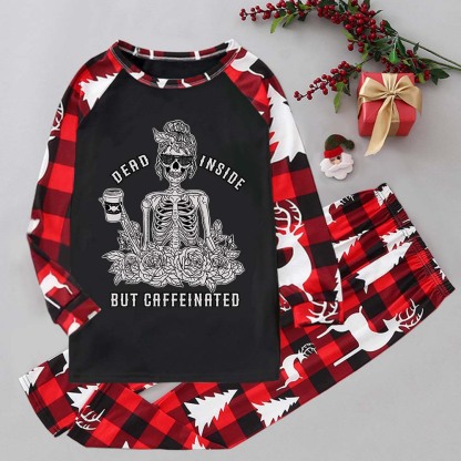 Purplehecate Dead Inside But Caffeinated Elk Christmas Pajamas