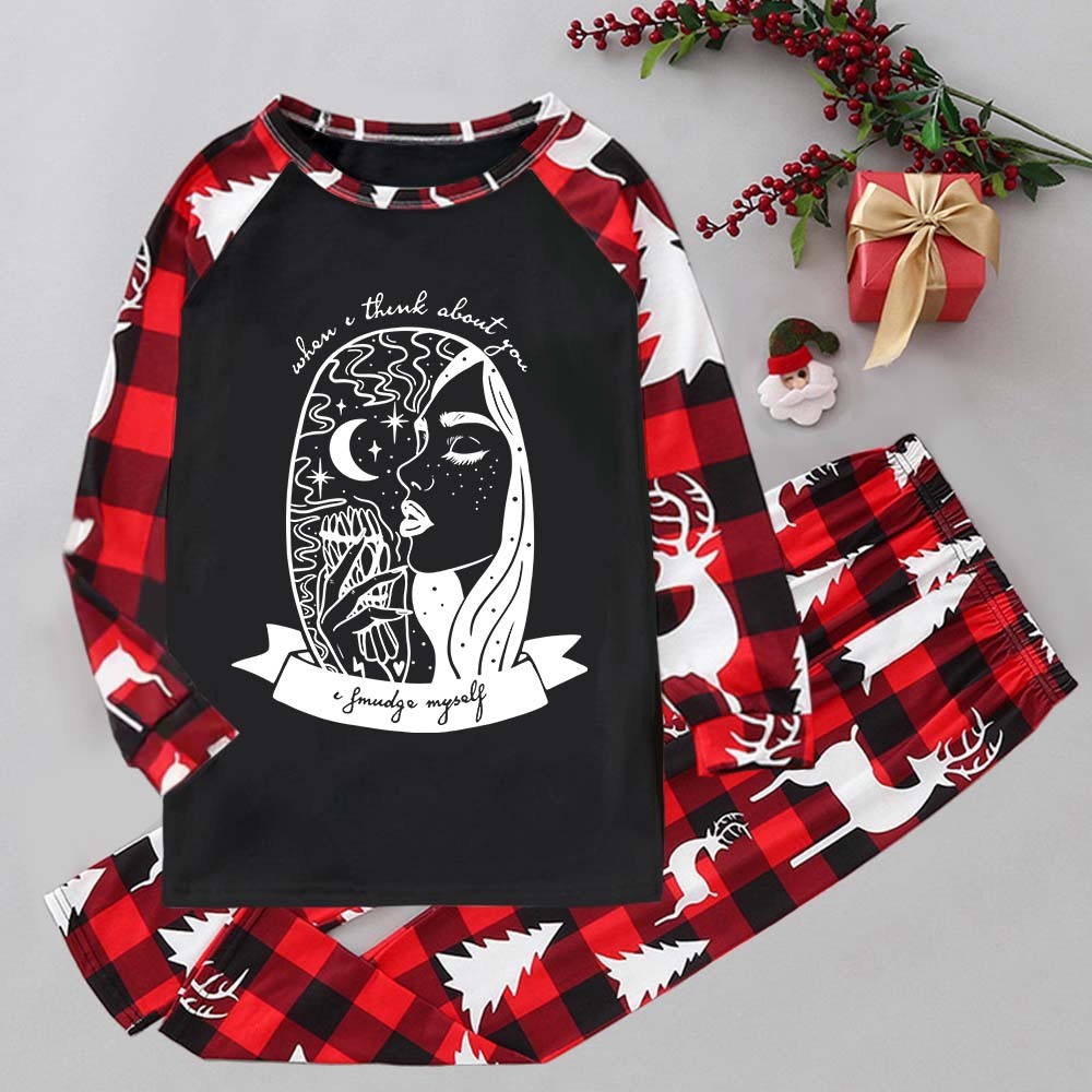 Purplehecate When I Think About You I Smudge Myself Elk Christmas Pajamas