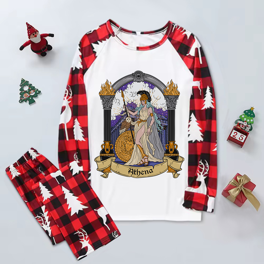 Purplehecate The Wise Goddess Athena Elk Christmas Pajamas