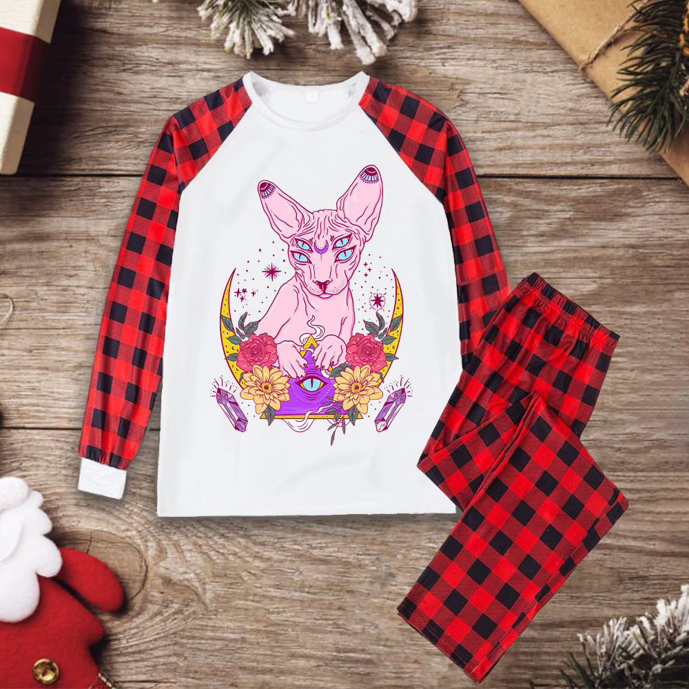 Purplehecate Moon Phase Cat Christmas Pajamas