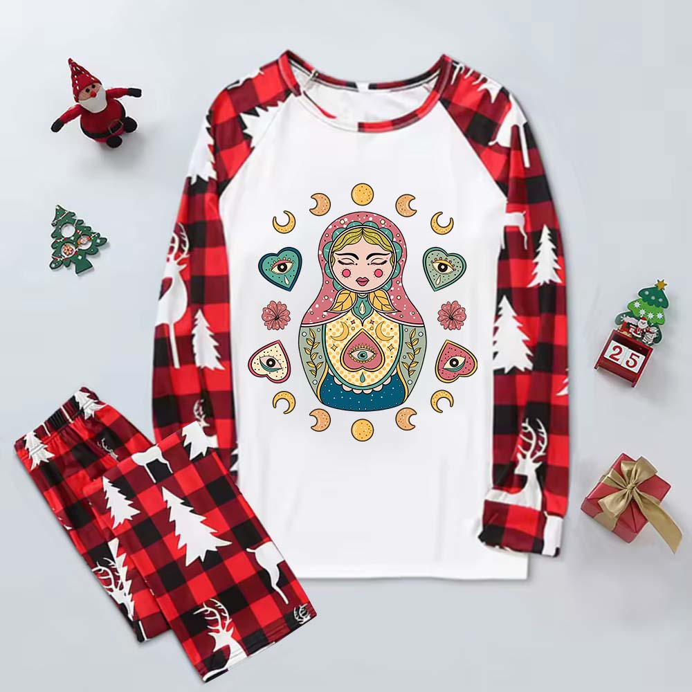Purplehecate Nesting Doll Elk Christmas Pajamas