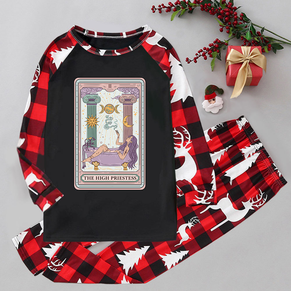 Purplehecate The High Priestess Tarot Elk Christmas Pajamas