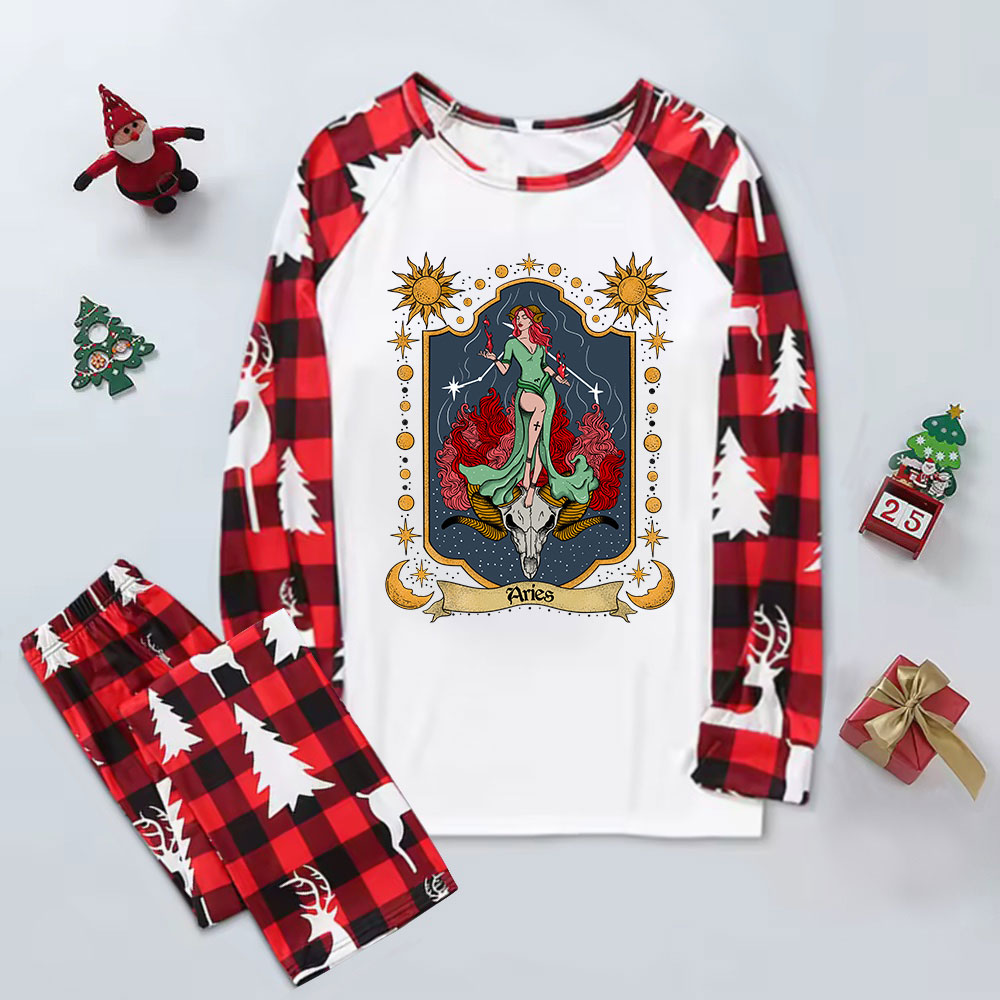Purplehecate Aries Zodiac Elk Christmas Pajamas