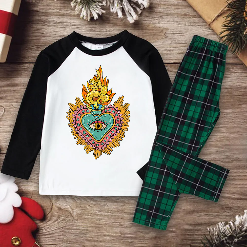 Purplehecate Rainbow Sacred Heart Christmas Pajamas