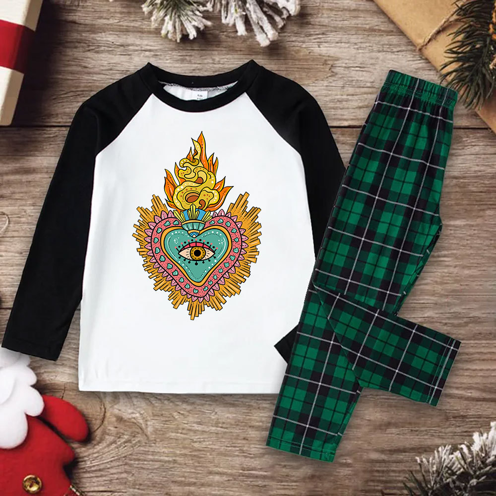 Purplehecate Rainbow Sacred Heart Christmas Pajamas