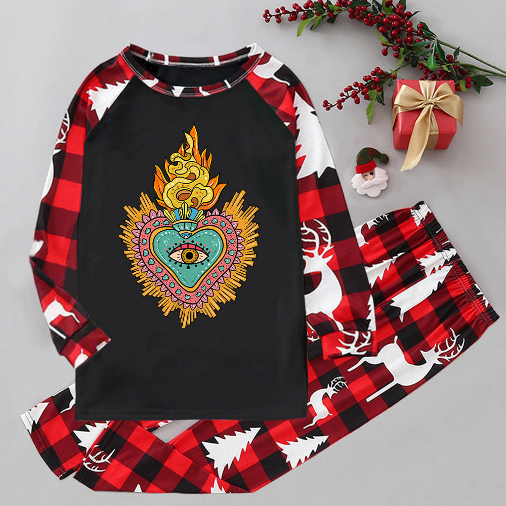 Purplehecate Rainbow Sacred Heart Elk Christmas Pajamas