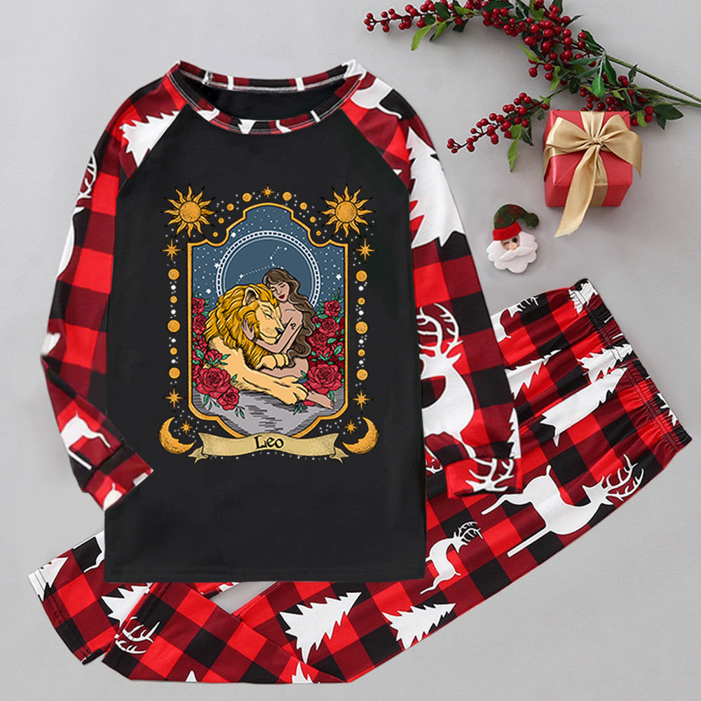 Purplehecate Leo Zodiac Elk Christmas Pajamas