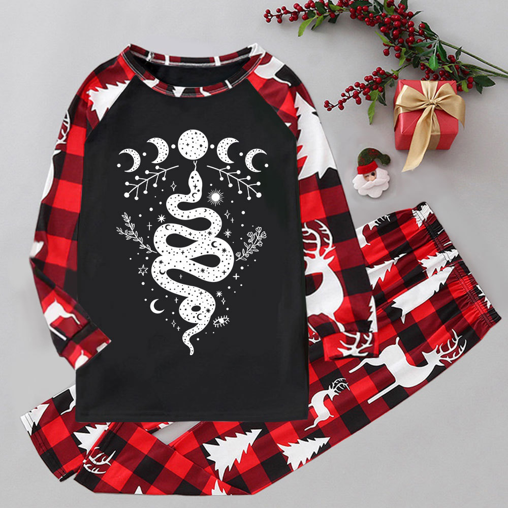 Purplehecate Snake And Moon Phase Comfort Elk Christmas Pajamas