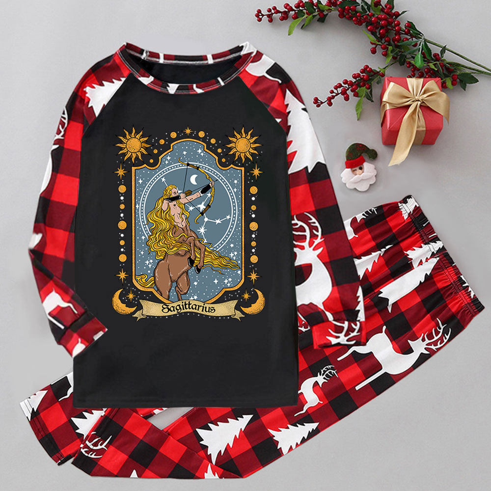 Purplehecate Sagittarius Zodiac Elk Christmas Pajamas