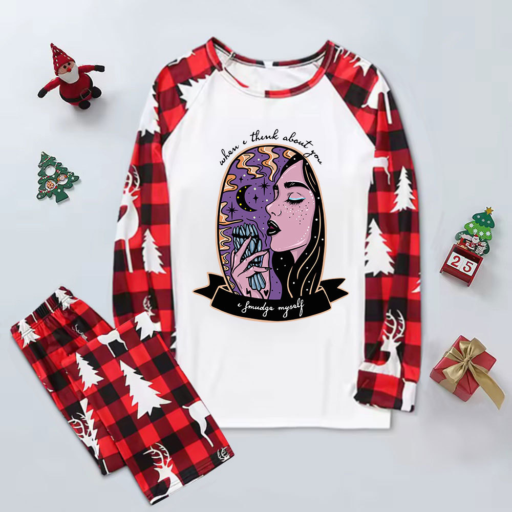 Purplehecate When I Think About You Elk Christmas Pajamas