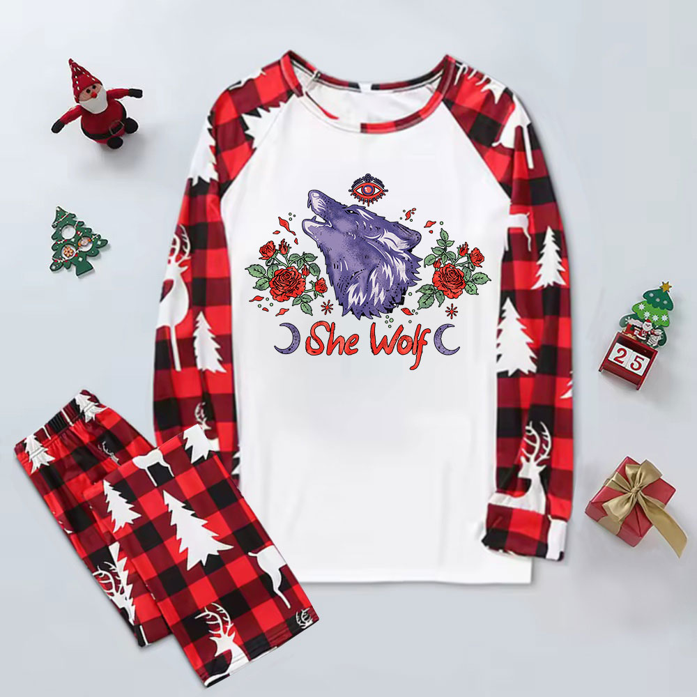 Purplehecate Moon Wolf Elk Christmas Pajamas