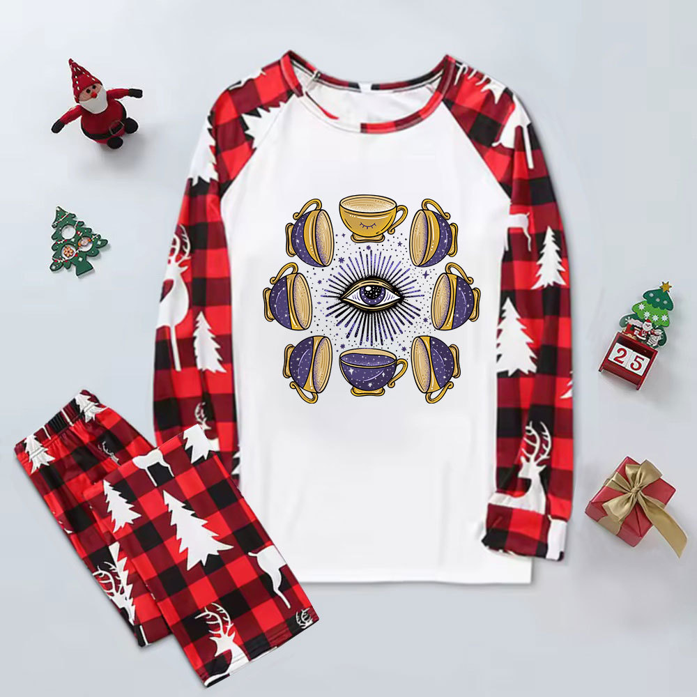 Purplehecate Moon Phase Coffee Lover Elk Christmas Pajamas