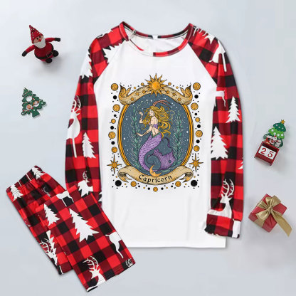 Purplehecate Celestial Capricorn Zodiac Elk Christmas Pajamas