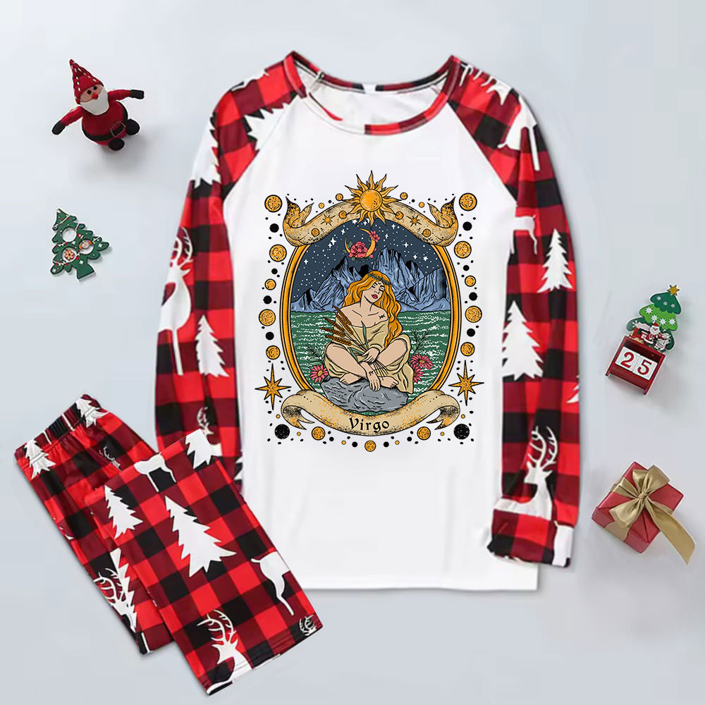 Purplehecate Celestial Virgo Zodiac Elk Christmas Pajamas