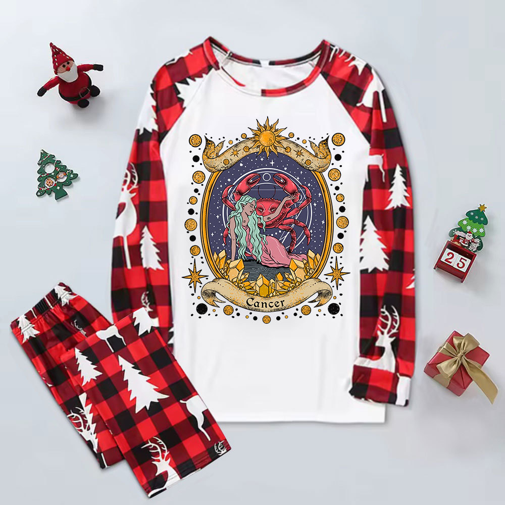 Purplehecate Celestial Cancer Zodiac Elk Christmas Pajamas
