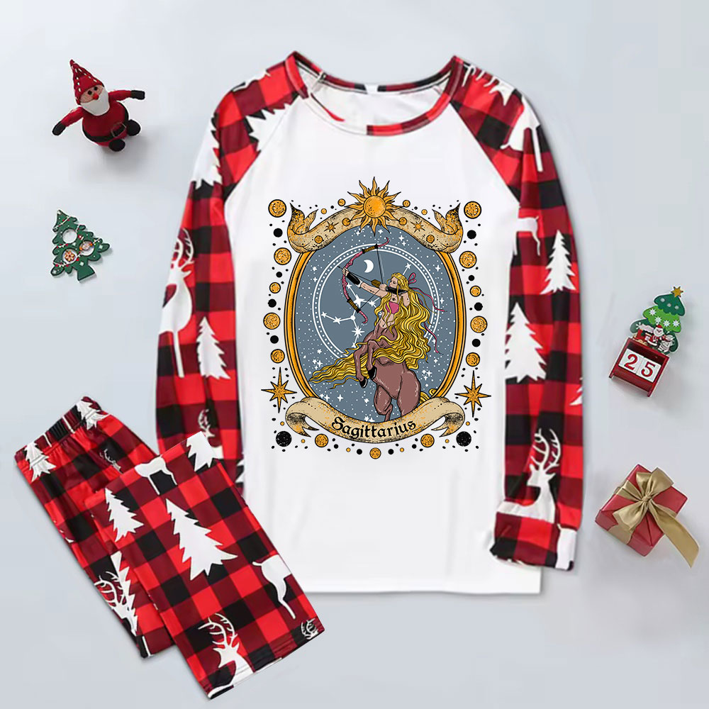 Purplehecate Celestial Sagittarius Zodiac Elk Christmas Pajamas