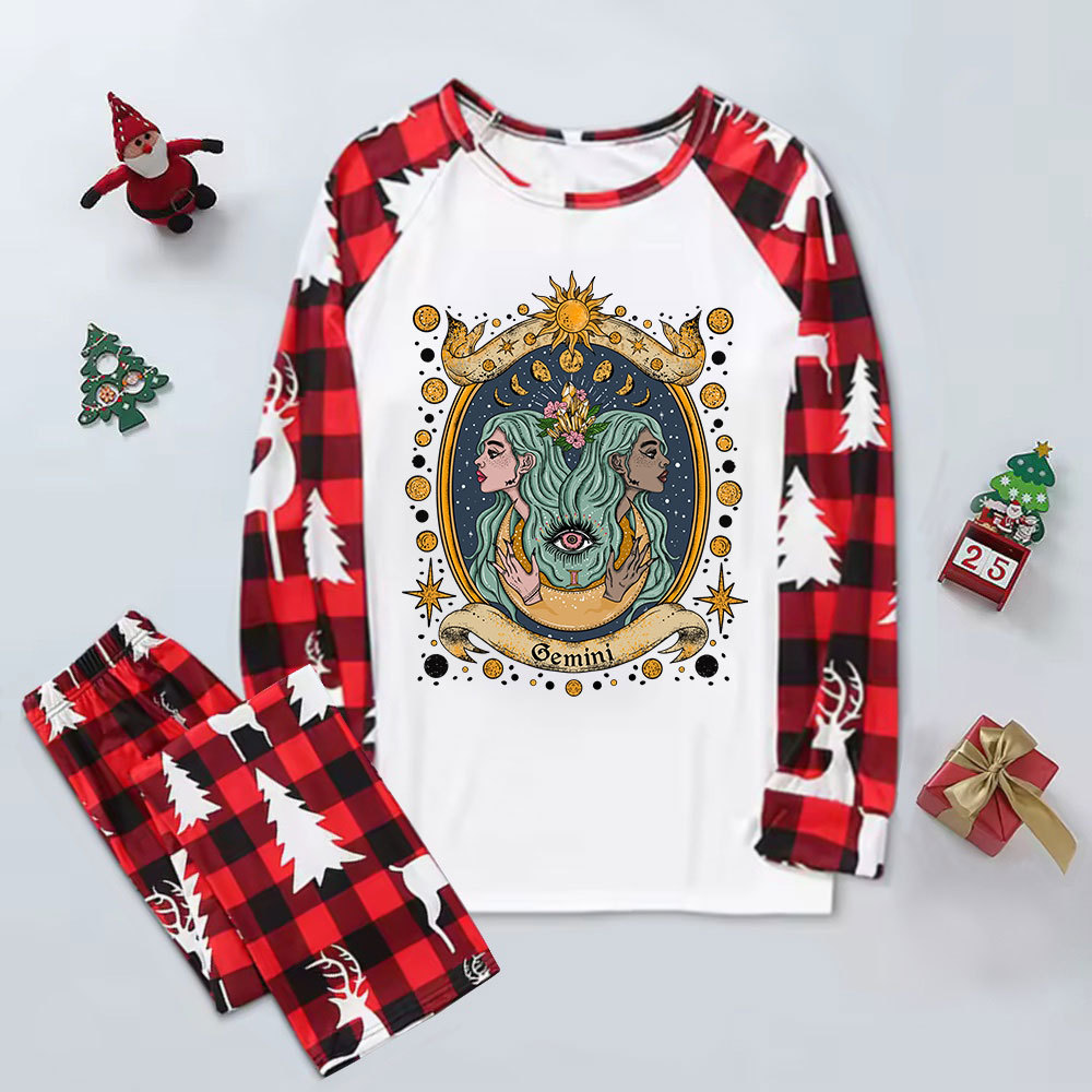 Purplehecate Celestial Gemini Zodiac Elk Christmas Pajamas