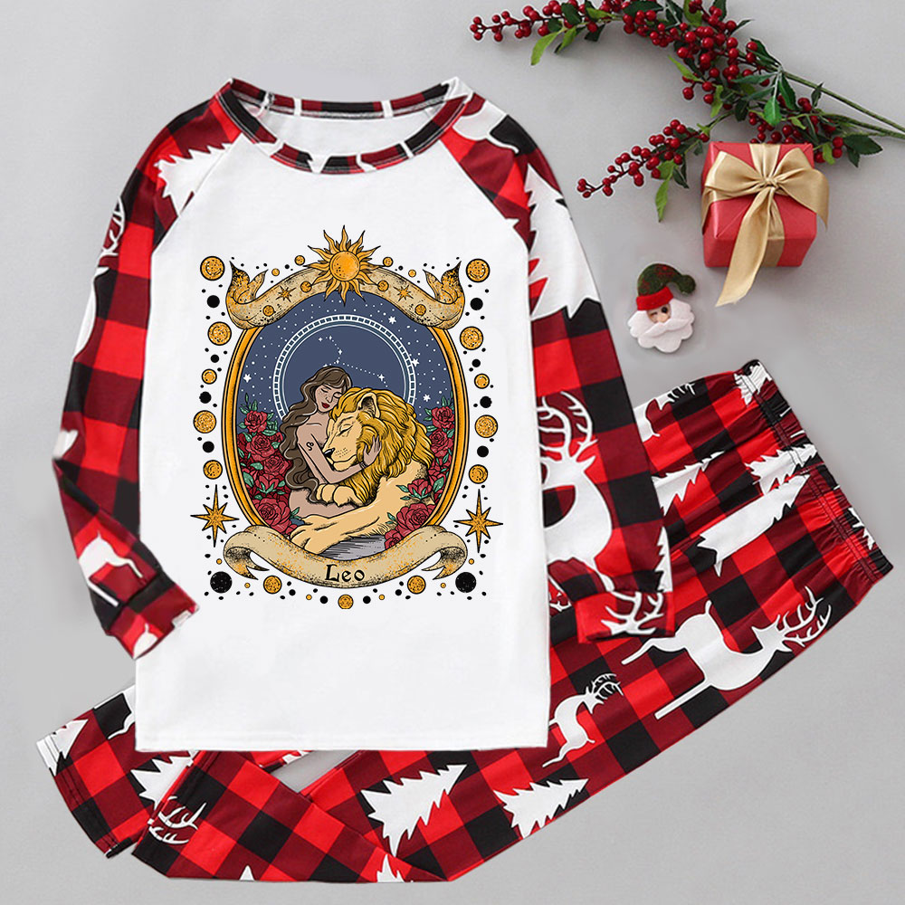 Purplehecate Celestial Leo Zodiac Elk Christmas Pajamas