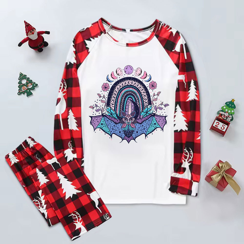 Purplehecate Moon Phase Bat Elk Christmas Pajamas