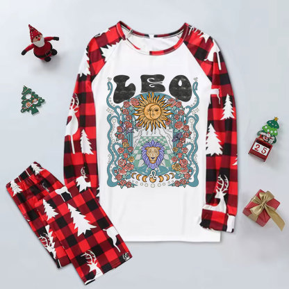 Purplehecate Leo Spirit Zodiac Elk Christmas Pajamas