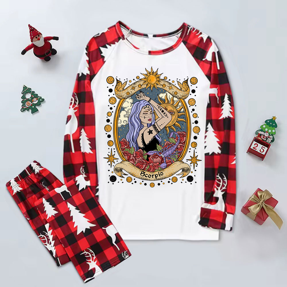 Purplehecate Scorpio Radiance Zodiac Elk Christmas Pajamas