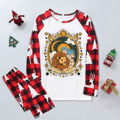 Purplehecate Leo Radiance Zodiac Elk Christmas Pajamas