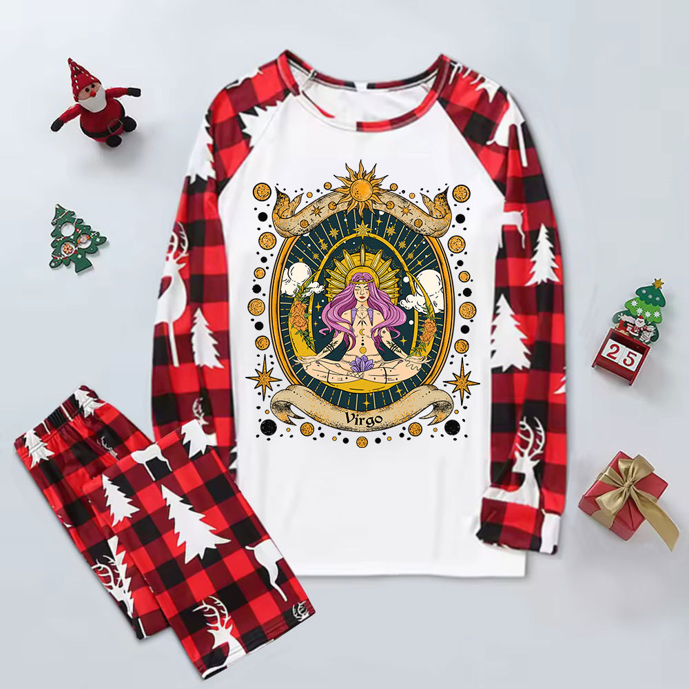 Purplehecate Virgo Radiance Zodiac Elk Christmas Pajamas