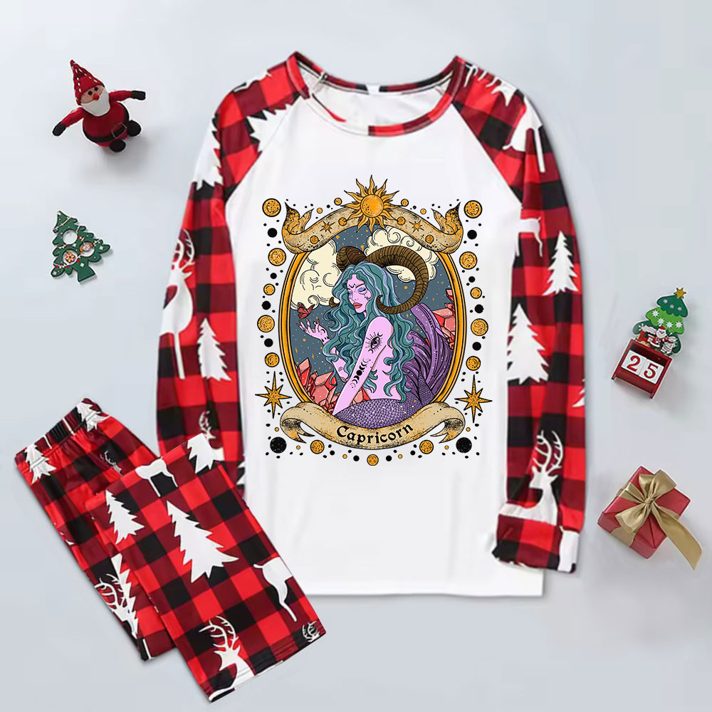 Purplehecate Capricorn Radiance Zodiac Elk Christmas Pajamas