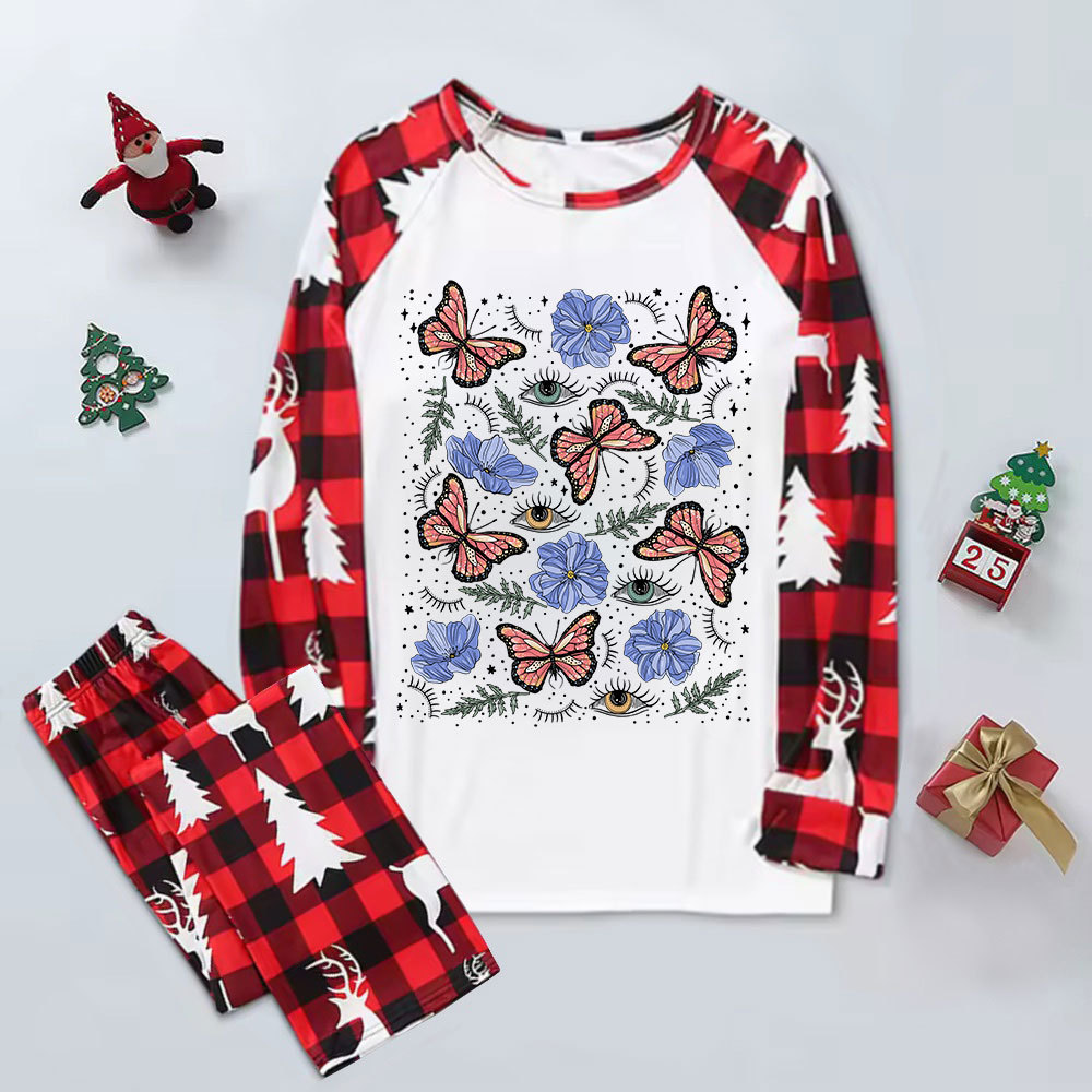 Purplehecate Butterfly Floral Elk Christmas Pajamas