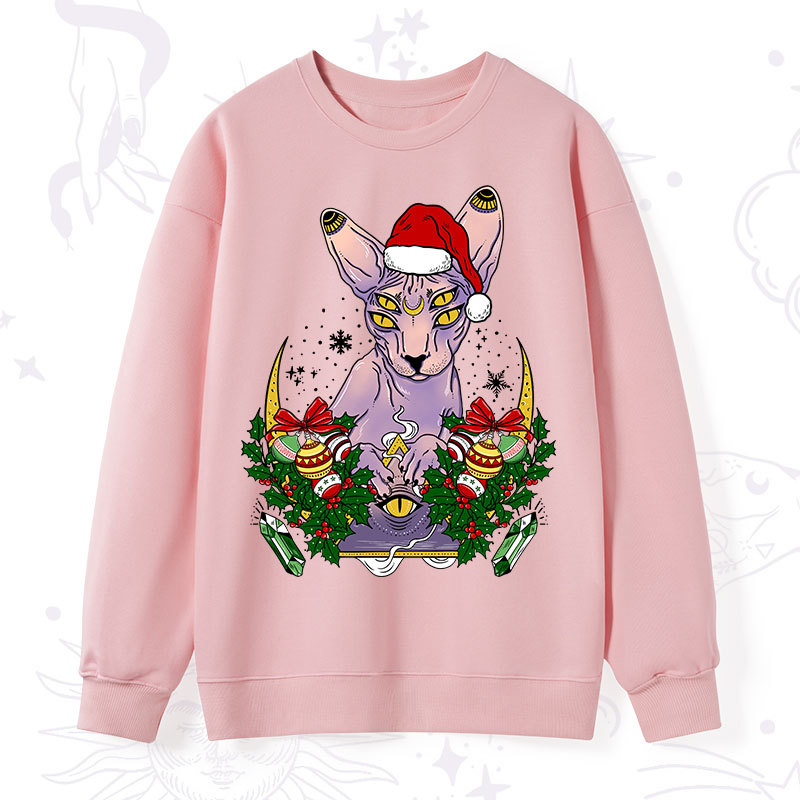 Purplehecate Christmas Moon Phase Cat Sweatshirt
