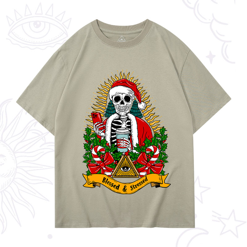 Purplehecate Christmas Blessed And Stressed T-Shirt