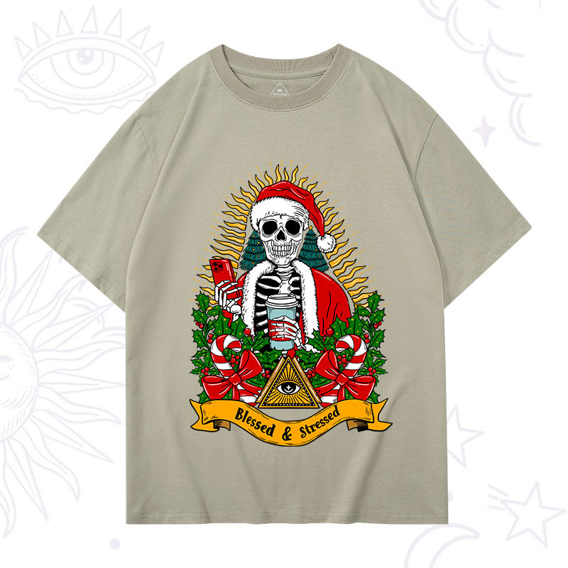 Purplehecate Christmas Blessed And Stressed T-Shirt