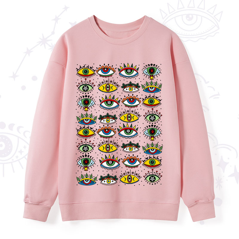 Purplehecate Christmas Evil Eye Pattern Sweatshirt