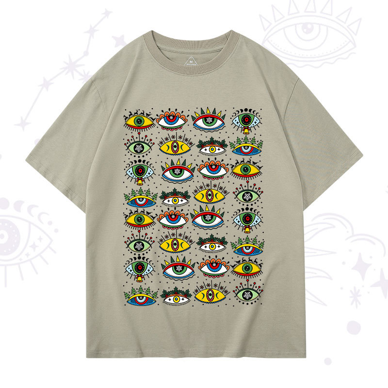 Purplehecate Christmas Evil Eye Pattern T-Shirt