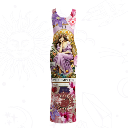 Purplehecate Divine Empress Tarot Collage Mesh Maxi Tank Beach Dress