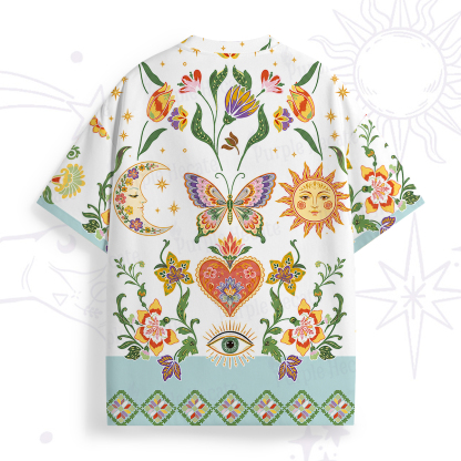 Purplehecate Boho Sun Moon Heart & Eye All Over Print T-Shirt