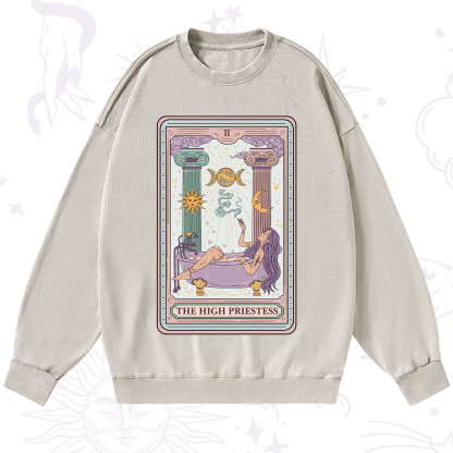Purplehecate The High Priestess Tarot Washed Sweatshirt