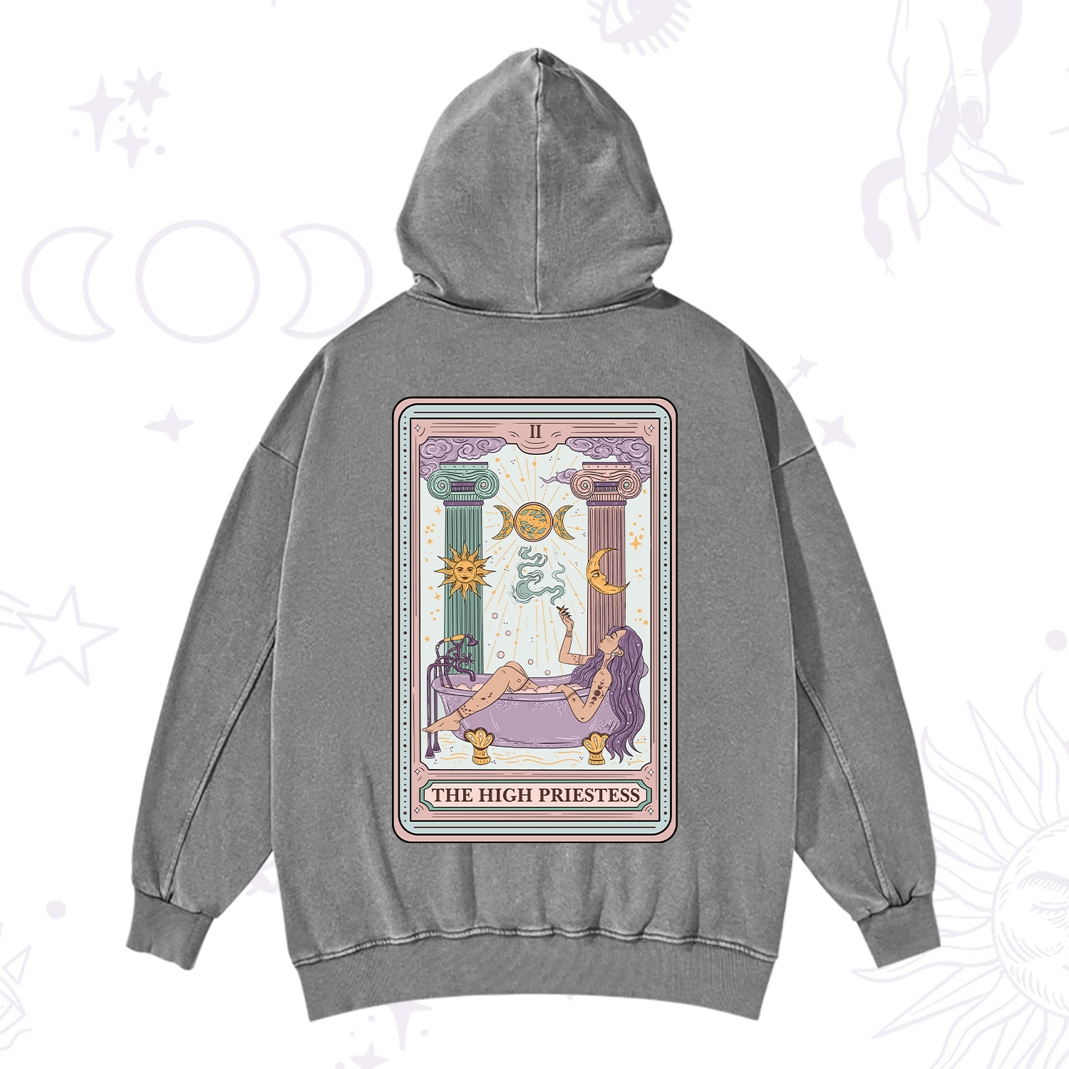 Purplehecate The High Priestess Tarot Washed Hoodie
