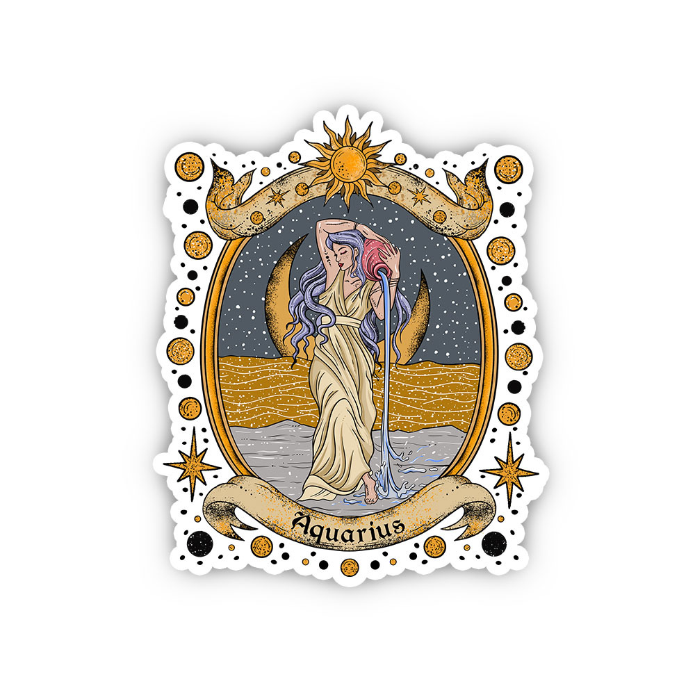 Magic Purplehecate Celestial Aquarius Zodiac Sticker