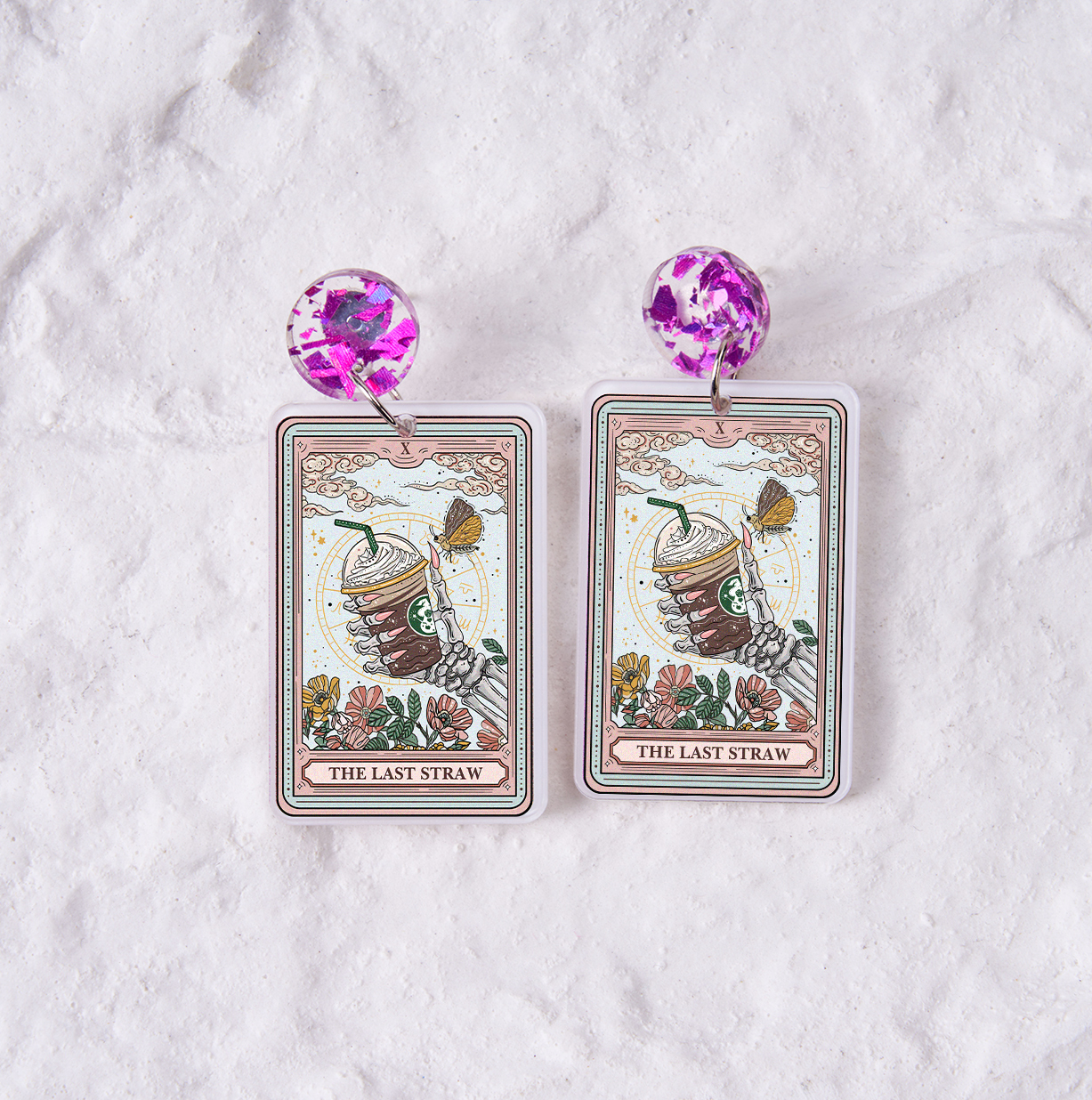 Magic Purplehecate The Last Straw Tarot Acrylic Earrings