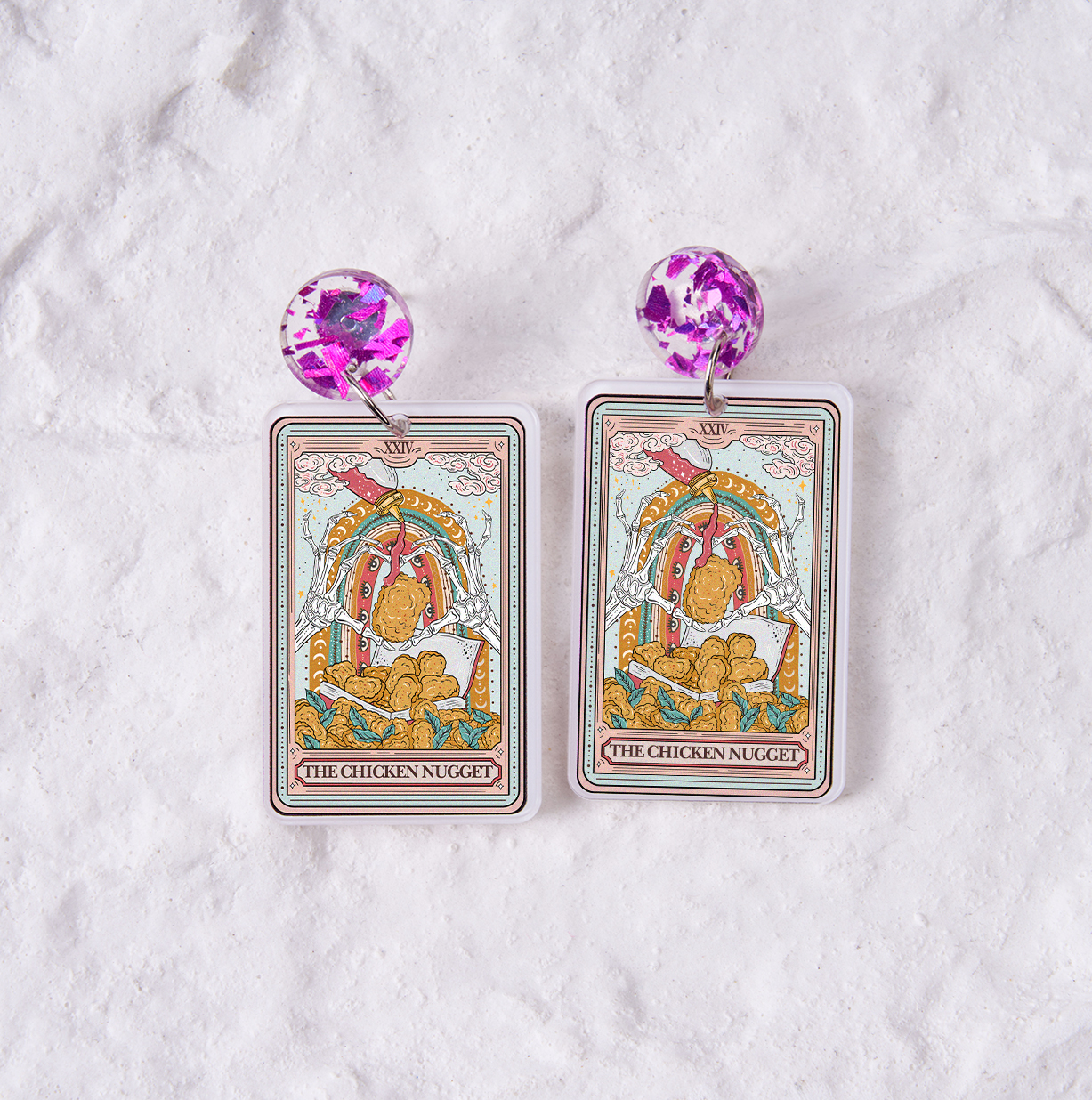 Purplehecate The Chicken Nugget Tarot Acrylic Earrings