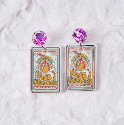 Purplehecate The Chicken Nugget Tarot Acrylic Earrings