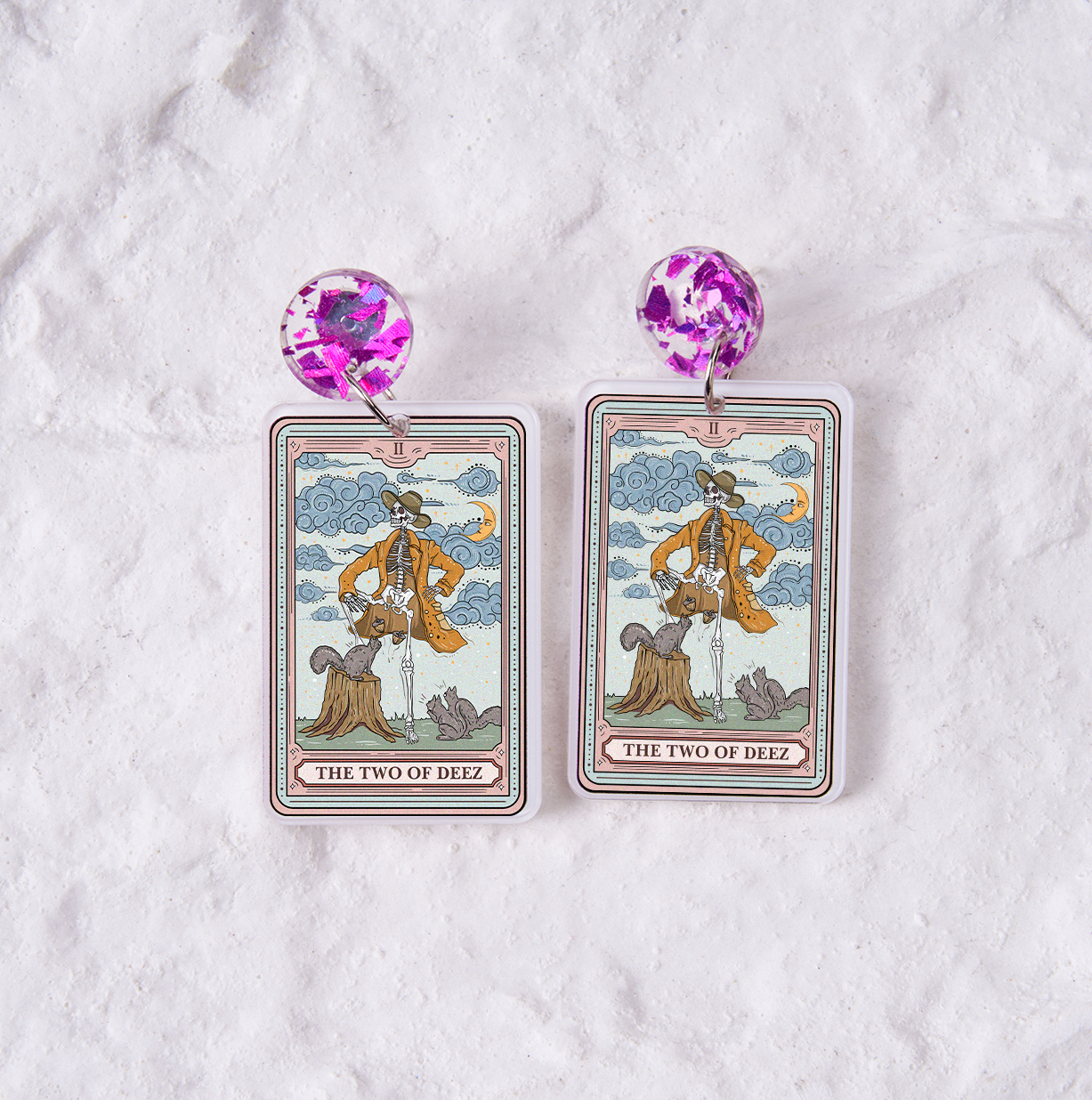 Purplehecate The Two Of Deez Tarot Acrylic Earrings